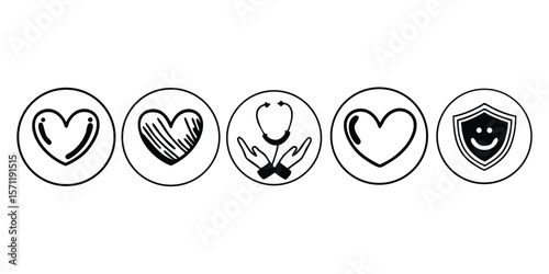 Comprehensive collection of care and support icons representing various aspects of healthcare assistance and well being suitable for websites applications and print materials related to