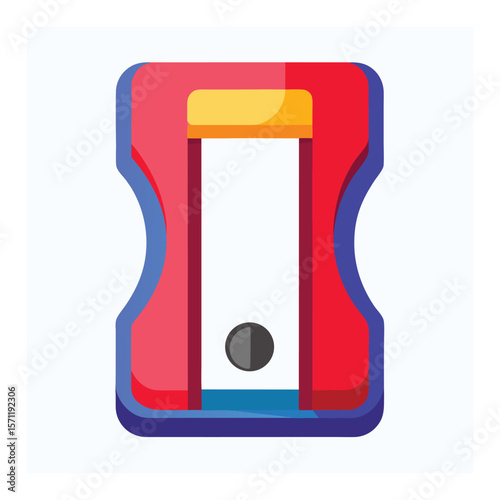 Modern flat design pencil sharpener with red blue and yellow colors