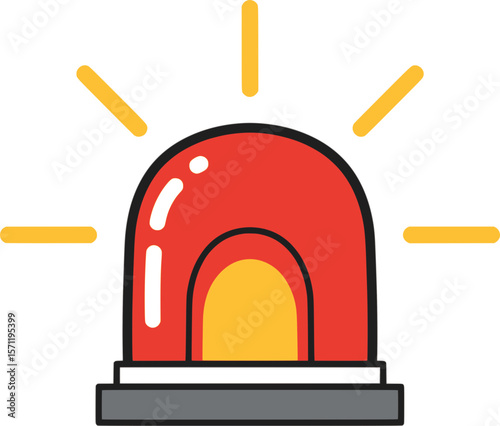 An illustration of a red warning siren flashing, representing an alert or emergency notification icon

