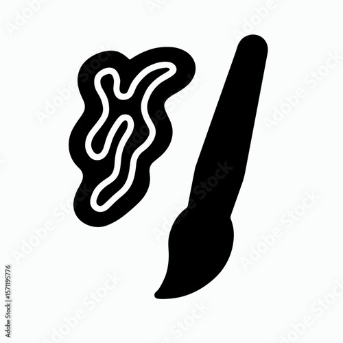 Paintbrush with abstract paint stroke – filled