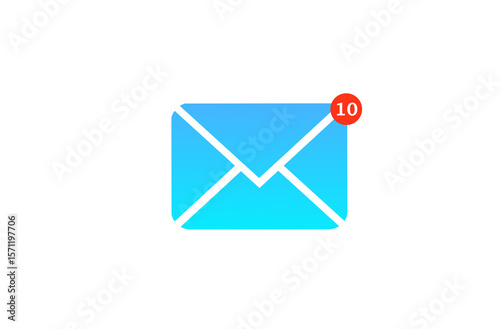  Transparent blue mail notification icon.