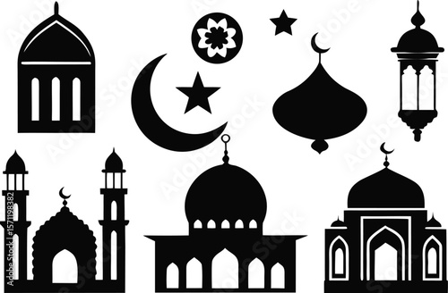 Islamic Silhouette Vector Set – 6 Traditional Elements