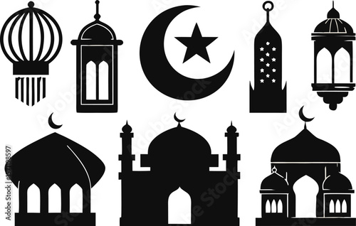 Islamic Silhouette Vector Set – 6 Traditional Elements