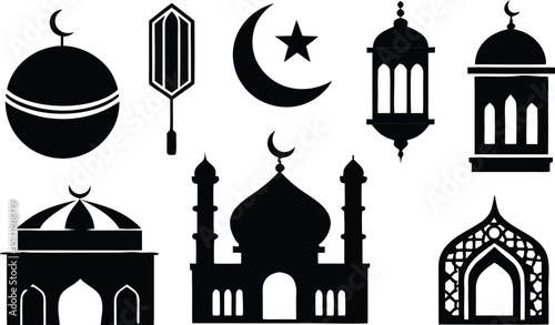 Islamic Silhouette Vector Set – 6 Traditional Elements