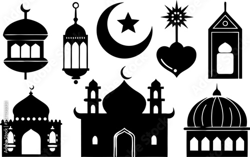 Islamic Silhouette Vector Set – 6 Traditional Elements
