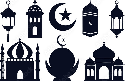 Islamic Silhouette Vector Set – 6 Traditional Elements