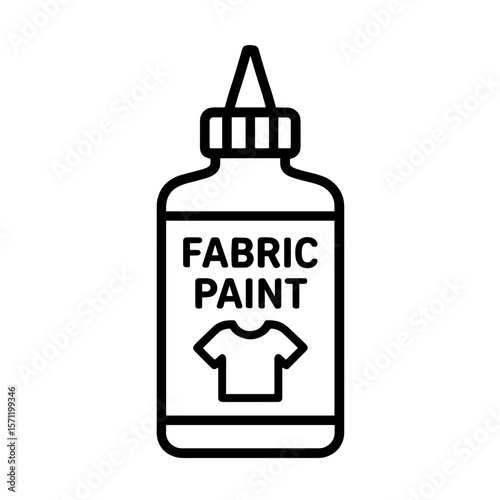 Fabric paint bottle with nozzle and shirt icon – outline