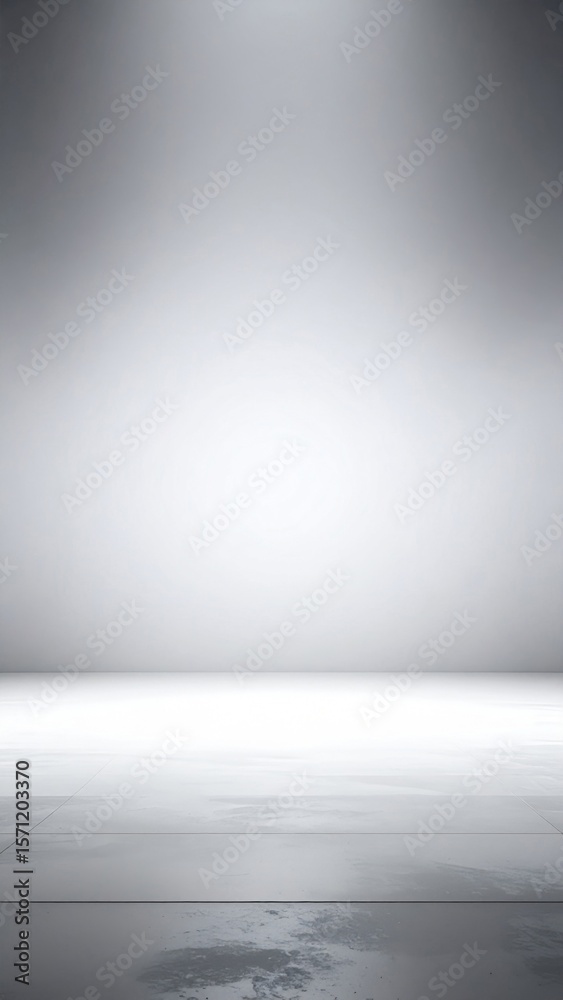 Empty White Studio Room with Grey Floor and Spotlight Empty White Studio Room with Grey Floor and Spotlight