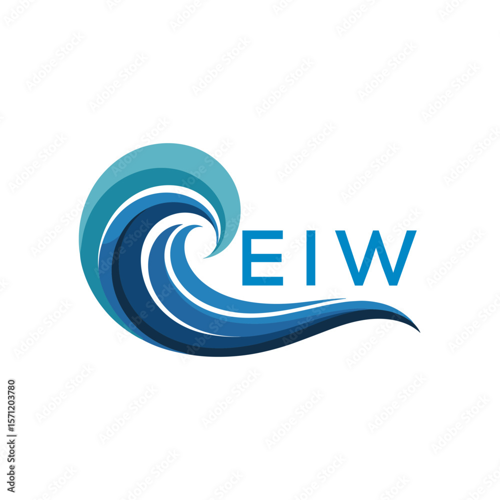 Fototapeta premium EIW Abstract Wave Logo with Blue Gradient and Modern , EIW Later Logo , Creative Ocean Wave Logo Design with EIW Text. 