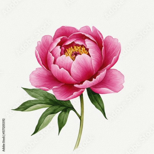 Beautiful pink peony flower illustration with delicate petals and vibrant colors