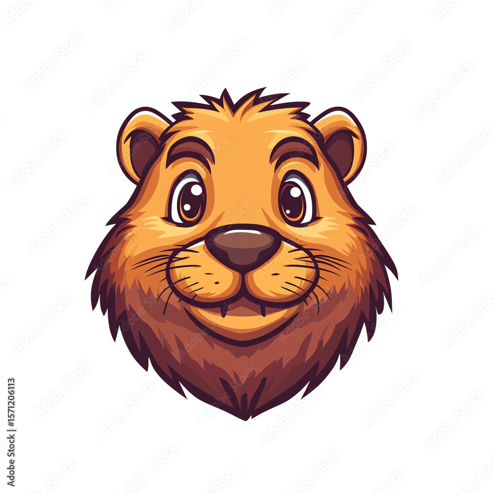Obraz premium Adorable Cartoon Beaver Face: Perfect for Kids' Products, Logos, and More!