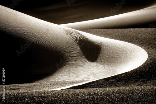 Abstract sepia sand dune formations.  Light and shadow play