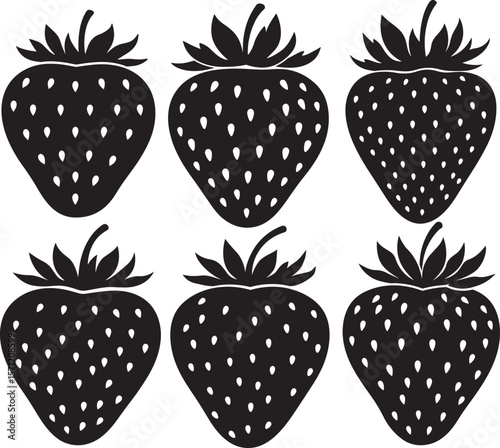 set of strawberry silhouette