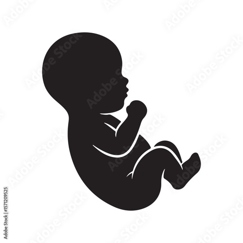 Newborn silhouette on white background. Newborn icon flat vector illustration design