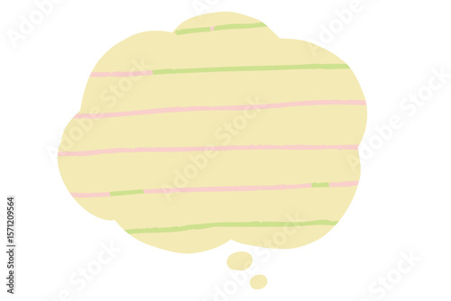 手描き雲形の吹き出し素材　ボーダー柄