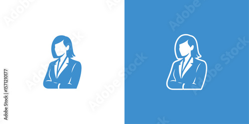 Businesswoman silhouette vector logo in confident standing pose, generative ai