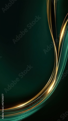 Abstract dark teal background with flowing golden and light teal lines