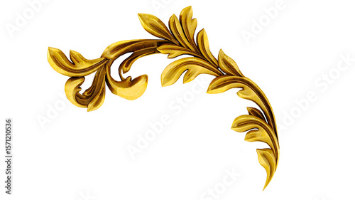 golden baroque ornament isolated on transparent background