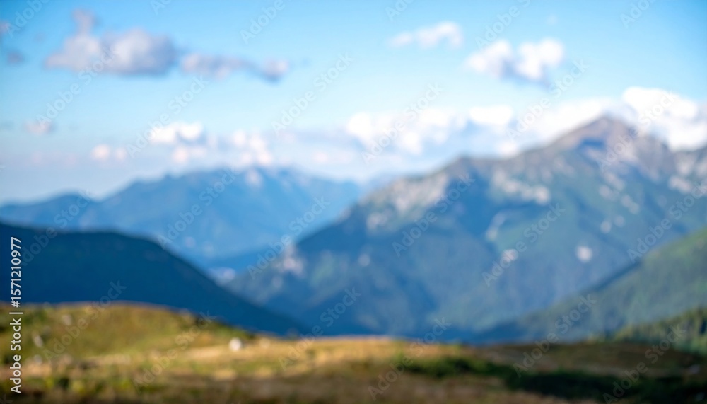 Blurred Mountain Range Landscape Under Blue Sky Blurred Mountain Range Landscape Under Blue Sky