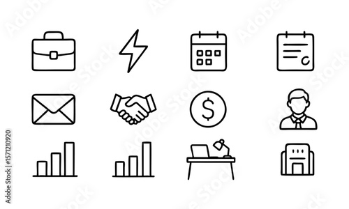 Stock Market Icon Set – Includes Graph, Dollar Sign, and Calculator Symbols for Finance, Trading, Investment, Banking, and Economic Data Visualization

