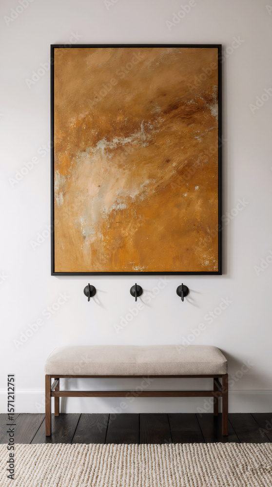 Fototapeta premium Contemporary Entryway with Bold Artwork and Neutral Bench