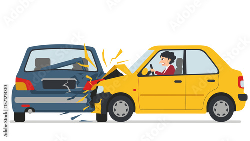Car Accident Illustration: Rear-End Collision