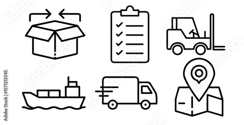 Supply Chain & Logistics Icon Set: Delivery, Warehouse & Tracking Graphics