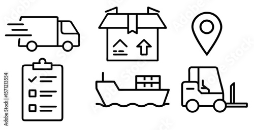Logistics & Delivery Icon Set: Shipping, Cargo & Tracking Graphics