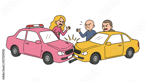 Angry Drivers Arguing After a Car Accident