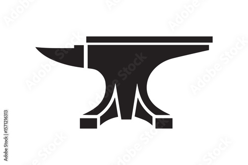 Traditional Blacksmith Anvil Silhouette Icon - Metalworking Tool