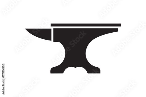 Traditional Blacksmith Anvil Silhouette Icon - Metalworking Tool
