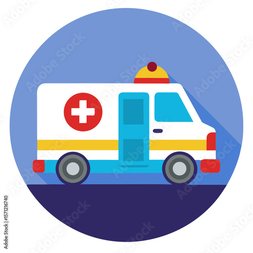 Vector art of a simple illustration of an ambulance for medical emergencies
