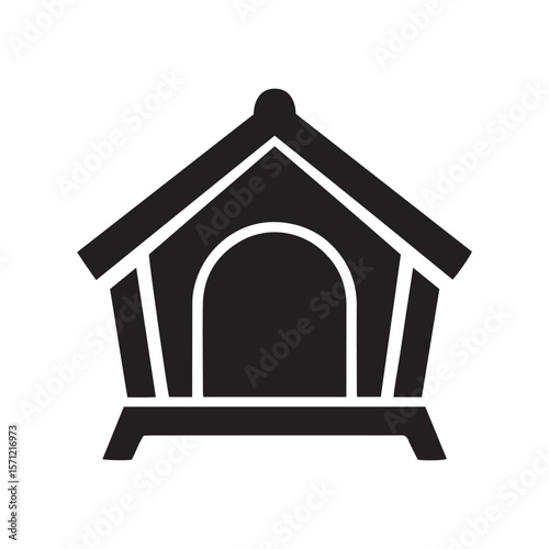 Classic Pet Dog House Silhouette Icon - Animal Shelter Design