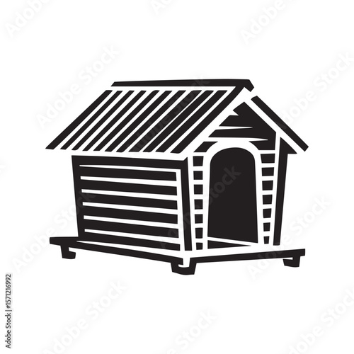Classic Pet Dog House Silhouette Icon - Animal Shelter Design