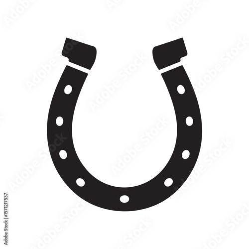 Horseshoe Silhouette Icon - Symbol of Good Fortune and Charm