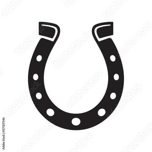 Horseshoe Silhouette Icon - Symbol of Good Fortune and Charm