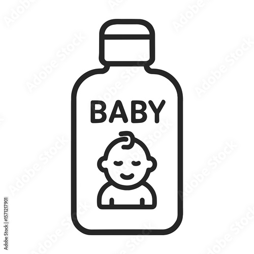 Baby Lotion Bottle Shape-Based Outline Icon, Monochrome, Transparent Background