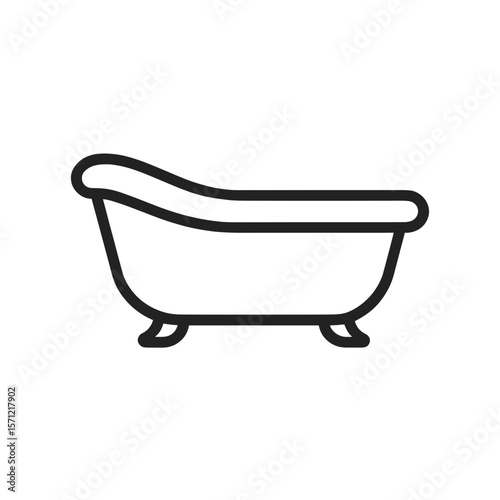 Bathtub Shape-Based Outline Icon, Monochrome, Transparent Background