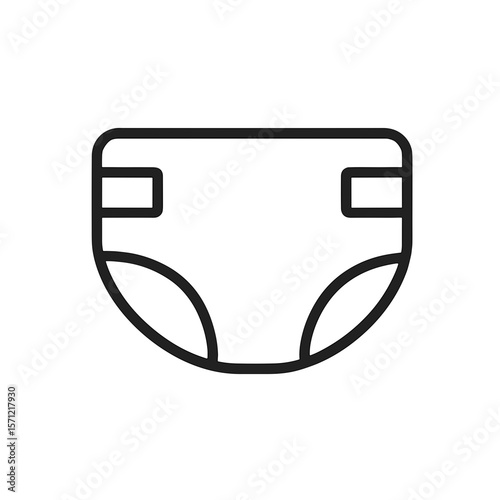 Baby Diaper Shape-Based Outline Icon, Monochrome, Transparent Background