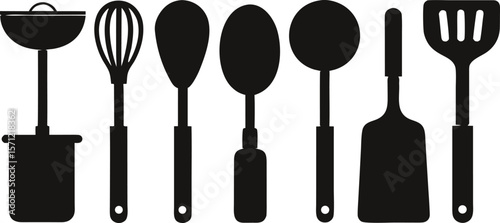 Kitchen Tool Silhouette Vector Set – 6 Cooking Utensils