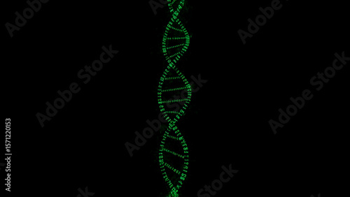 3D Visualization of DNA Helix in Green, Genetic Research Concept, Molecular Structure of DNA in Science

