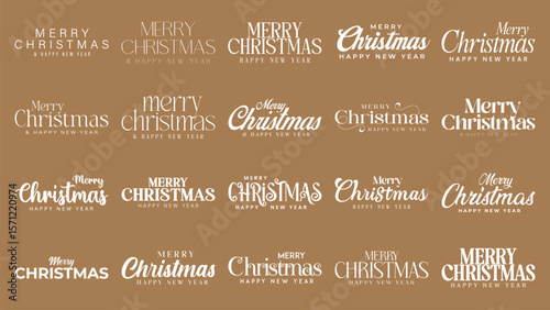 Merry christmas and happy new year lettering Set. Merry Christmas Text for wishes. Christmas Greetings text for social media post and celebration.