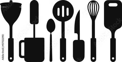Kitchen Tool Silhouette Vector Set – 6 Cooking Utensils