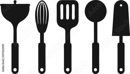 Kitchen Tool Silhouette Vector Set – 6 Cooking Utensils