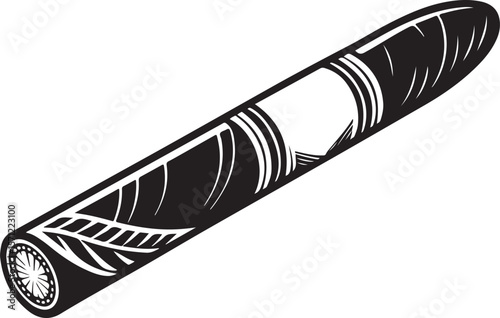 Cigar Vector Illustration, Sketch Drawing Line Linear Symbol Icon Engraving Coloring Book, Hand-drawn Black and White Isolated