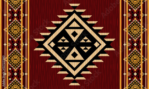 Navajo tribal vector seamless pattern. Native American ornament. Ethnic South Western decor style. Boho geometric ornament. Vector seamless pattern. Mexican blanket, rug. Woven carpet illustration