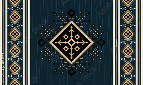 Navajo tribal vector seamless pattern. Native American ornament. Ethnic South Western decor style. Boho geometric ornament. Vector seamless pattern. Mexican blanket, rug. Woven carpet illustration