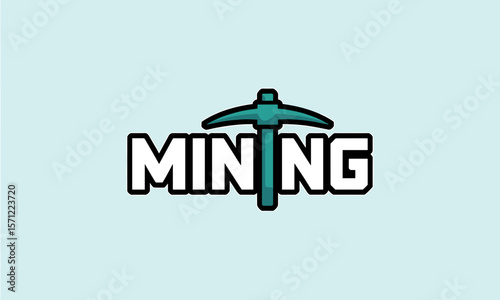 Bold "MINING" Text with Pickaxe Icon, Clean and Modern Design.