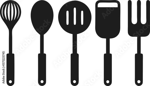 Kitchen Tool Silhouette Vector Set – 6 Cooking Utensils