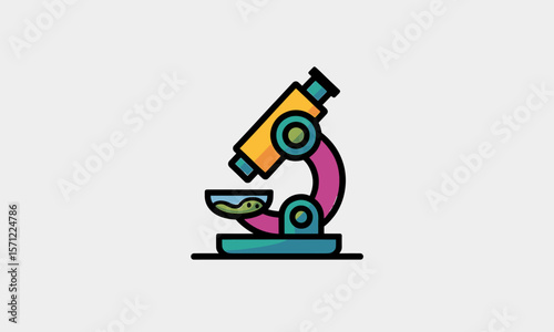 Colorful Cartoon Microscope with Sample